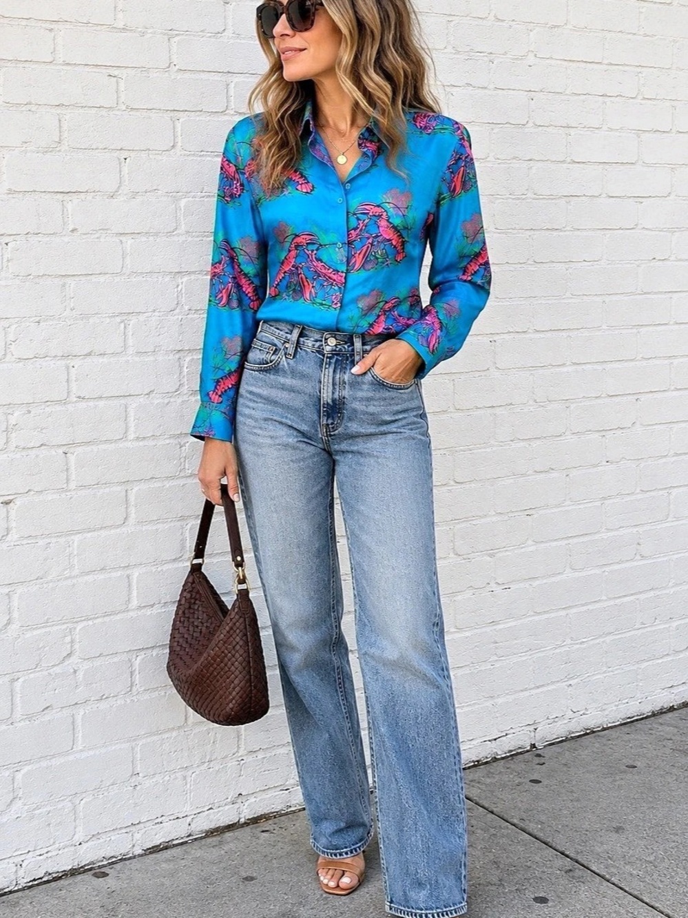 J.Crew Collection Vintage Lobster Print Silk-Blend Button-Up Shirt